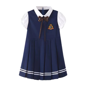 Uniforme scolaire d'été FUYI style <span class=keywords><strong>anglais</strong></span>, robe tablier à manches courtes, uniforme de classe offert - Product Image 4