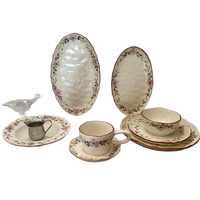 Service de table en céramique vintage français peint à la main avec glaçure sésame et motif floral, assiette créative en céramique pour dessert et gâteau
