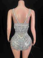 Robe de soirée NYOOR de luxe léger en dentelle et diamants, coupe trapèze, pour spectacle de danse, bar, clubbing, style européen et américain, sexy, à sequins