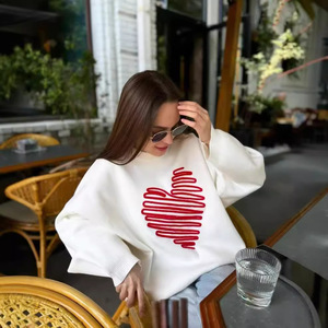 <span class=keywords><strong>Pull</strong></span> à capuche à col rond blanc rayé à manches longues pour femmes - Product Image 4