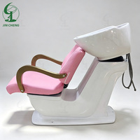 Chaise de massage du cuir chevelu rose Jincheng design original lit de shampoing avec vapeur salon de coiffure spa chaise de blanchisserie