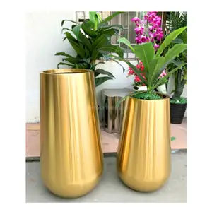 Luxus Indoor Steel Tall Gold Große Blumenvase/Goldene Edelstahl Blumenvase/Blumentopf