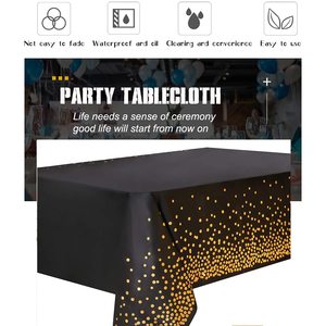 Nappe en plastique jetable à pois Couvertures de table de fête dorées pour anniversaire mariage BBQ extérieur Thanksgiving Christmas Handmade - Product Image 6