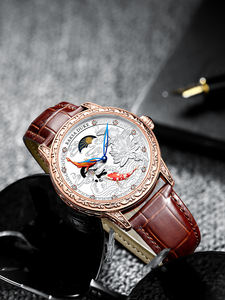 นาฬิกาข้อมือผู้ชาย Tevise Raksa Duke T890DF ลายปลา<span class=keywords><strong>คา</strong></span><span class=keywords><strong>ร์</strong></span><span class=keywords><strong>ฟ</strong></span> 3 มิติ แกะสลัก กลไกอัตโนมัติ สายหนังแท้ พร้อมเสริมโชคลาภ - Product Image 3