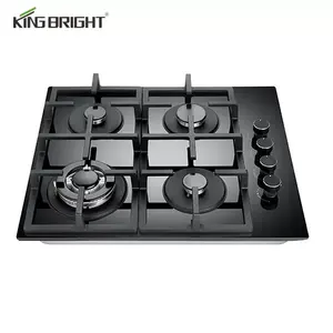 Major kitchen appliances black tempered glass easy cleaning cast iron cooking gas stove 4 burner gas hob