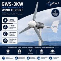 Générateur éolien GWS-3000W 3KW 48V CC, rotor PMSG 4,1m, démarrage à 2m/s pour station de base de tour de télécommunication, télécommande, IP54