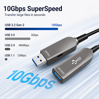 Kabel Optik Aktif USB 3.2 Gen 2 10Gbps Male to Female untuk Kamera, VR, PC, USB Hub, Layar Sentuh