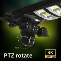 Caméra de sécurité solaire V380pro pour lampadaire, 20W, objectif 3.6+3.6+3.6mm, 8MP 4K PTZ, vision nocturne, cloud, étanche, 2000mAh, carte SIM 4G