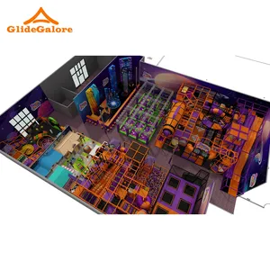 GlideGalore Large Maze Advanced Ninja Challenge Large Trampoline Multielement Combination Indoor Playground Customized For Kid