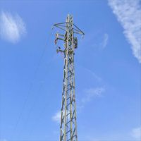 Pylône de transmission électrique en treillis galvanisé à quatre poteaux en acier cornière de 11 m pour lignes aériennes 110 kV 220 kV