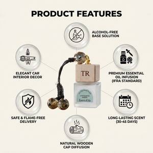 Luxury TR Brand <b>Car</b> Hanging <b>Diffuser</b> Frosted Square Glass <b>Bottle</b> Wooden Lid For Modern Interior Decor Wholesale Private Label - Product Image 3