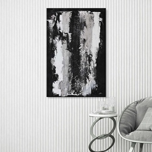 <span class=keywords><strong>Pittura</strong></span> a olio astratta su tela dipinta a mano Extra grande arte moderna acrilico bianco nero e <span class=keywords><strong>grigio</strong></span> - Product Image 2