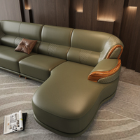 Nouveau canapé d'angle en cuir de style chinois, bois massif, salon, petit appartement, canapé moderne en forme de L, meubles combinés