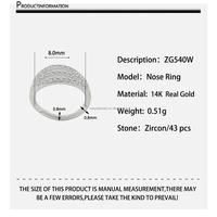 Bijoux de Piercing en or blanc véritable 14k, anneau de Clip de nez, charnière sans couture, Piercing de Cartilage, boucles d'oreilles, bijoux fins