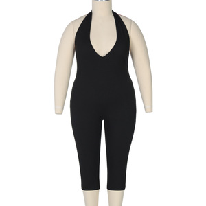 Combinaison Halter Sexy Dos Nu Couleur Unie Grande Taille Nouvelle Collection Été pour Femme – Vente en Gros - Product Image 6