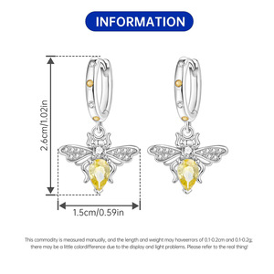 Hot-selling white copper <b>bee</b> earrings/hoops, original design, unique and sophisticated <b>gift</b> for women - Product Image 2