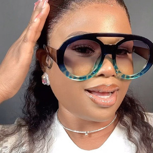 9188 Yellow Unisex Oversize <b>Sunglasses</b> Trendy Double Bridge UV400 PC Lenses Luxury Classic Large Shades - Product Image 1