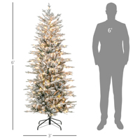 Sapins de Noël artificiels floqués de haute qualité de 1,80 m avec branches enneigées, lumières LED jaunes chaudes, ouverture automatique, en PVC