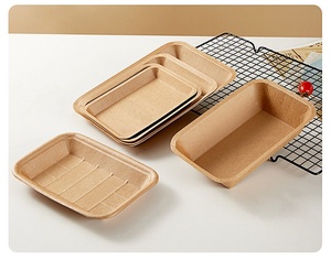Assiettes en papier kraft brun rectangulaires, compostables, de qualité alimentaire, jetables, pour collations - Product Image 3