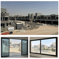 Projet de fenêtres et portes coulissantes en aluminium pour la communauté de villas EOKO à Dubaï, avec fenêtre à battant supérieur et fenêtre fixe à économie d'énergie