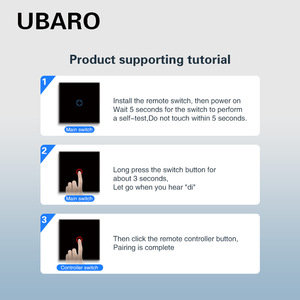 Ubaro <b>Wireless</b> Remote <b>Control</b> <b>Switch</b> 86mm Touch Panel 220V AC RF 433MHz <b>For</b> Wall Light <b>Control</b> - Product Image 3