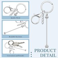 Kit de fabrication de bijoux personnalisé en gros : Barres de porte-clés vierges en métal pour perles DIY avec perles en silicone, pour personnalisation de marque