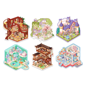 Unik dán trang trí cảnh <span class=keywords><strong>3D</strong></span> hình dán cắt yên tĩnh phong cảnh lập thể thu nhỏ hoạt hình động vật chim rừng Ngôi nhà trên cây - Product Image 6