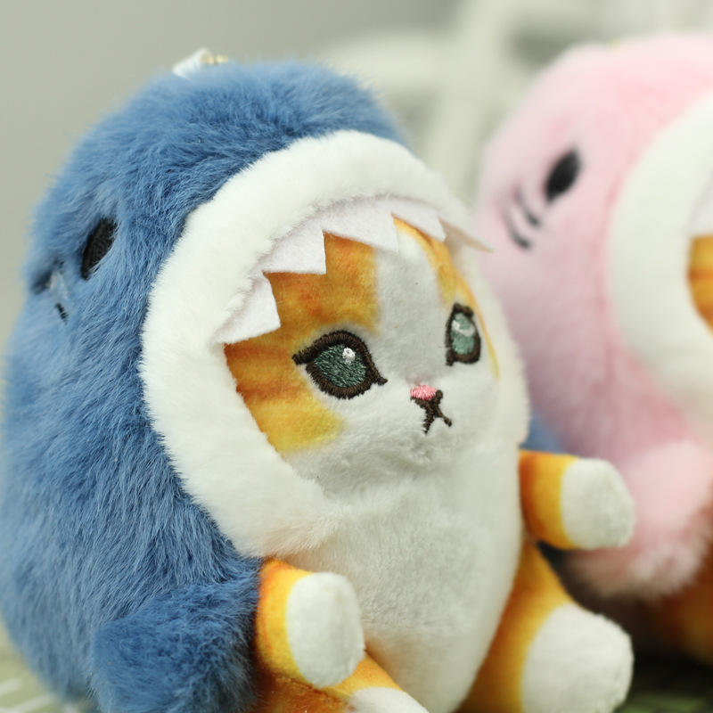 かわいいサメ猫 3D プラッシュキーチェーン バッグチャーム