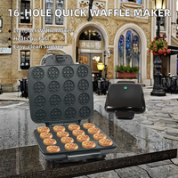 Gaufrier Électrique Mini 16 Trous en Acier Inoxydable à Chauffage Rapide, Antiadhésif, pour Desserts et Snacks DIY, Prise UE, Idéal pour l'Export