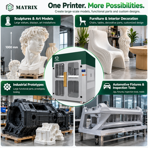 เครื่องพิมพ์ 3 มิติ FDM ขนาดใหญ่ 1000x1000x1000 มม. แบบอัตโนมัติ รองรับ PLA สำหรับการผลิตต้นแบบชิ้นส่วนกันชนรถยนต์และแผงหน้าปัด - Product Image 4
