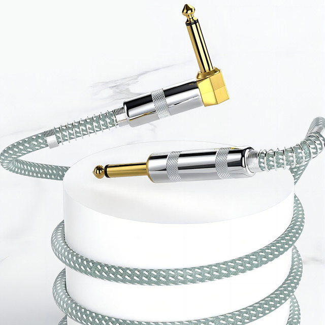 Factory Wholesale Electric Braided 6.35MM 1M Guitar Cable Wire Cord No Noise Shielded Bass Audio Cable for Guitar