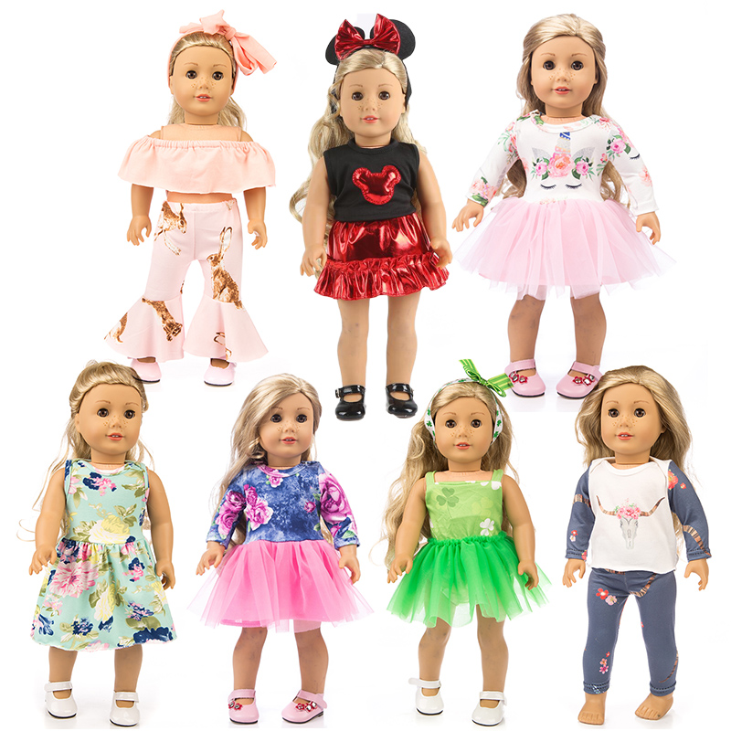 Красивое платье из 7 предметов, одежда для кукол 18 дюймов 43 см, лучший подарок на день рождения для детей