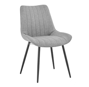 Sillas de comedor de gran carga, 6 sillas de cuero de juez de Tela Gris, sin brazos, patas de Metal negro, silla de restaurante de oficina cómoda ensamblada - Product Image 2