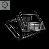 Boîte d'emballage pliable en PET transparent de qualité alimentaire pour pain, fruits, hamburgers - Marque Leap Pack avec impression en relief