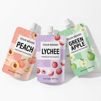 Sachets de jus personnalisés en usine avec fermeture éclair, pour boissons froides et gelées, emballages réutilisables en plastique avec paille