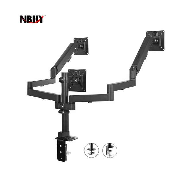 Triple Arms Computer Screen Monitor Stand with 10"-32" Gas Spring Adjustment Swivel Tilt Rotation 3-Monitor Mount-in Stock