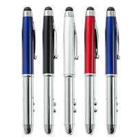 Stylo bille multifonction 4-en-1 en métal avec logo personnalisé, pointeur laser, pointe tactile 1,0 mm, pointe balle, lumière LED publicitaire