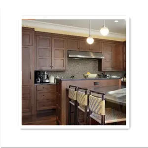 القياسية الأمريكية اللون الداكن العتيقة خزائن المطبخ مع المخاوي المزجج باب من الخشب الصلب للبيع