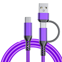 Kabel Pengisian Cepat USB A ke Type-C 24 Strand Anyaman Nilon Tahan Lama untuk Sinkronisasi Data Ponsel & Printer