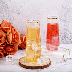 9oz Gold <b>Plastic</b> Stemless Wine <b>Glasses</b> Disposable Champagne Wine Whiskey Cups Shatterproof Recycled - Product Image 4