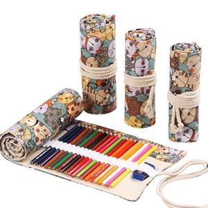 Étui à crayons enroulable pour étudiants, papeterie kawaii, sac à crayons en toile, filles et garçons, boîte à crayons mignonne et grande avec trous - Product Image 5