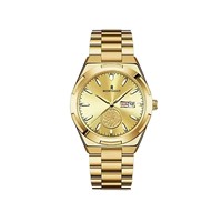 Jam Tangan Pria Gaya Bisnis Mewah Sederhana dengan Casing Paduan Logam, Tali Baja Tahan Karat, Quartz, Tahan Air 30M, Dial Hijau, Penunjuk Tanggal