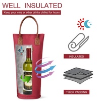 Sac isotherme souple réutilisable en aluminium avec poignée pour 1 bouteille, sac cadeau pour vin, idéal pour l'emballage alimentaire