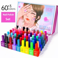 Lot de 60 vernis à ongles gel de haute qualité, couleurs variées, avec top coat, primer, vernis permanent, gel UV, cosmétiques