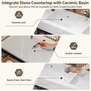 Mueble de Baño Elegante y Minimalista, Mueble Independiente con Gabinete de Madera Sólida, Espejo Inteligente con Almacenamiento - Product Image 3