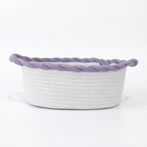 Cotton <b>Rope</b> Woven <b>Storage</b> <b>Basket</b> Oval Desk Organizer for Cosmetics Sundries Bathroom Home - Product Image 1