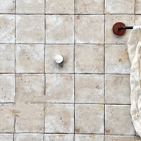 Carrelage mural en céramique beige travertin vintage fait main, effet vieilli, en bande longue et carré, style Wabi Sabi, pour la décoration de salle de bain et de cuisine