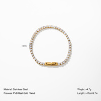Gelang Tenis YF7116 Trendy Lapisan Emas 18K PVD dari Baja Anti Karat Tahan Air dengan Zirkonia Kubik 5A Setting Micro Pave