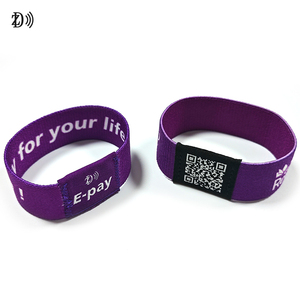 NFC 13,56 MHz <span class=keywords><strong>QRCode</strong></span> Impreso NTAG213 Pulsera MIFARE Ultraligero Estiramiento Tejido RFID Pulsera - Product Image 2