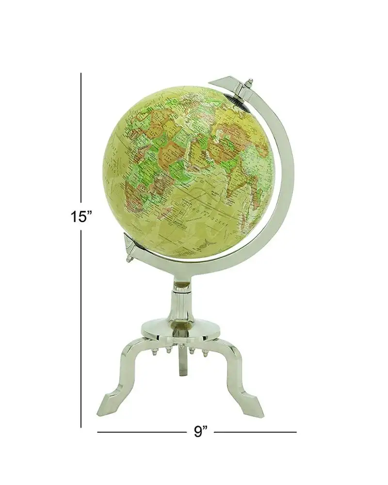 Metallo in alluminio decorativo rotante mondo decorazione geografica Desktop mappa del mondo con testo chiaro per la scuola di casa